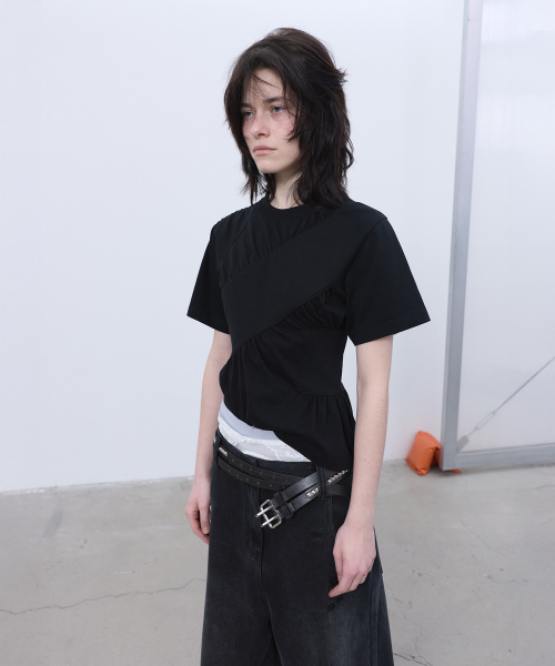 LCDC TM(エルシーディーシーティーエム)の「SHIRRING T-SHIRT (BLACK)(Tシャツ/カットソー・レディース・その他・SMALL/MEDIUM)」の6枚目の写真