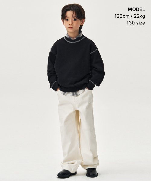 MUSINSA STANDARD KIDS（ムシンサスタンダードキッズ）の「エクストラワイドデニムパンツ [クリーム]（デニムパンツ・レディース・その他・110/120/130/140/150/160）」の2枚目の写真