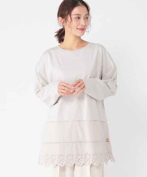studio CLIP（スタディオクリップ）の「裾レース切り替えチュニック（その他トップス・レディース・チャコール/ライトグレー/ホワイト・FREE）」の3枚目の写真