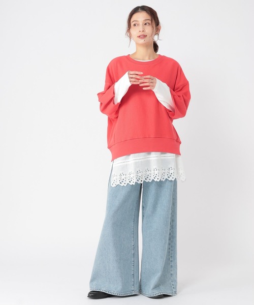 studio CLIP（スタディオクリップ）の「裾レース切り替えチュニック（その他トップス・レディース・チャコール/ライトグレー/ホワイト・FREE）」の6枚目の写真