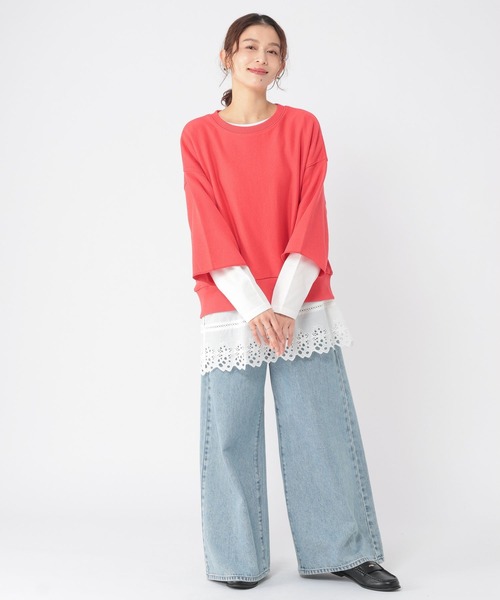 studio CLIP（スタディオクリップ）の「裾レース切り替えチュニック（その他トップス・レディース・チャコール/ライトグレー/ホワイト・FREE）」の7枚目の写真