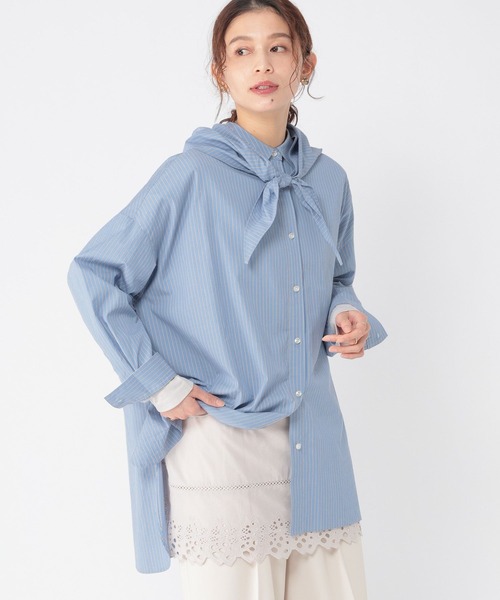 studio CLIP（スタディオクリップ）の「裾レース切り替えチュニック（その他トップス・レディース・チャコール/ライトグレー/ホワイト・FREE）」の9枚目の写真