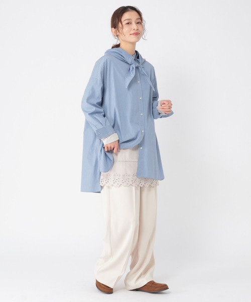 studio CLIP（スタディオクリップ）の「裾レース切り替えチュニック（その他トップス・レディース・チャコール/ライトグレー/ホワイト・FREE）」の10枚目の写真