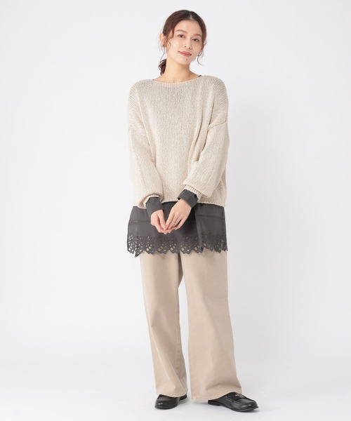 studio CLIP（スタディオクリップ）の「裾レース切り替えチュニック（その他トップス・レディース・チャコール/ライトグレー/ホワイト・FREE）」の15枚目の写真