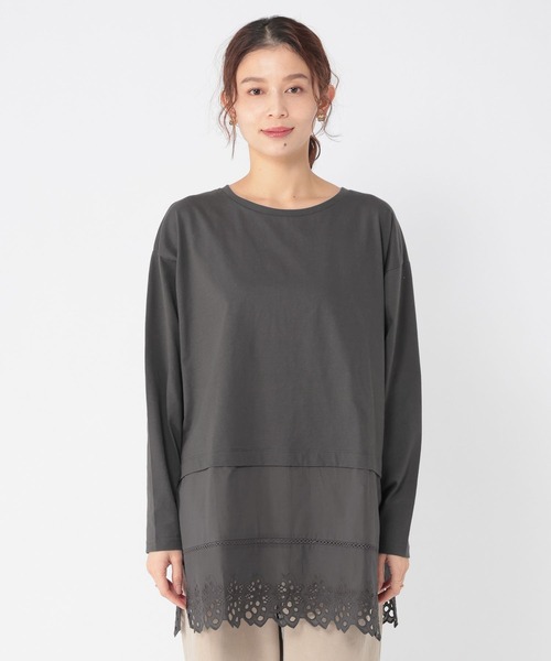 studio CLIP（スタディオクリップ）の「裾レース切り替えチュニック（その他トップス・レディース・チャコール/ライトグレー/ホワイト・FREE）」の16枚目の写真