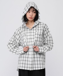 【UNISEX】ALAND/チェックフードシャツロングスリーブ