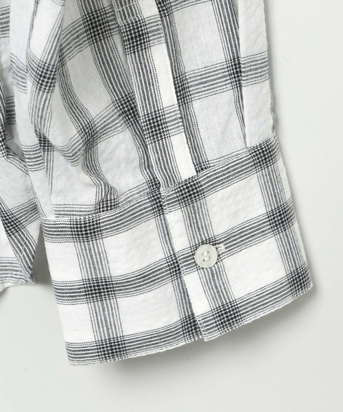 ALAND（エーランド）の「【UNISEX】ALAND／チェックフードシャツロングスリーブ（シャツ/ブラウス・レディース・ブラック/ホワイト・LARGE/SMALL）」の21枚目の写真