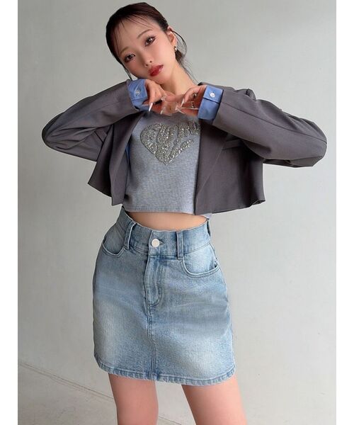 RESEXXY（リゼクシー）の「レイヤードクロップドジャケット（その他アウター・レディース・ネイビー/アイボリー/チャコールグレー・FREE）」の9枚目の写真