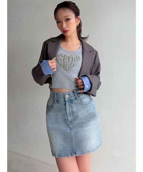 RESEXXY（リゼクシー）の「レイヤードクロップドジャケット（その他アウター・レディース・ネイビー/アイボリー/チャコールグレー・FREE）」の10枚目の写真