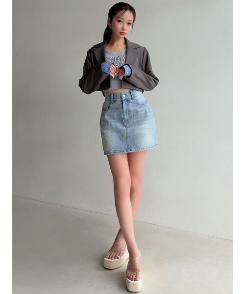 RESEXXY（リゼクシー）の「レイヤードクロップドジャケット（その他アウター・レディース・ネイビー/アイボリー/チャコールグレー・FREE）」の12枚目の写真