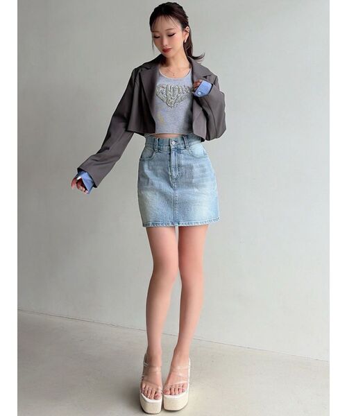 RESEXXY（リゼクシー）の「レイヤードクロップドジャケット（その他アウター・レディース・ネイビー/アイボリー/チャコールグレー・FREE）」の13枚目の写真