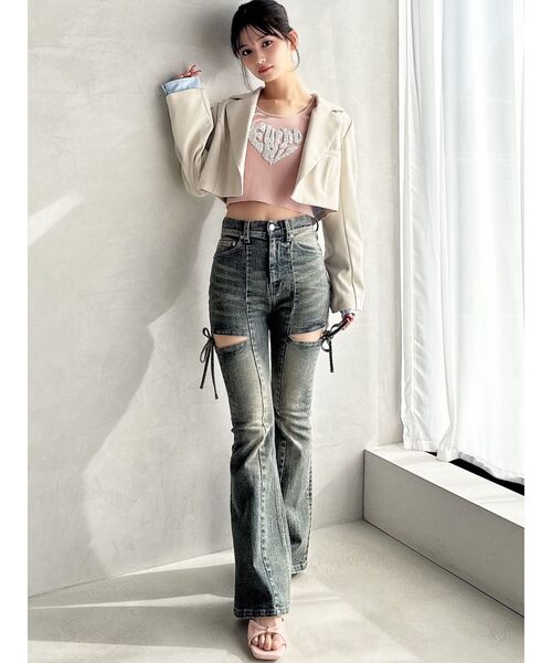 RESEXXY（リゼクシー）の「レイヤードクロップドジャケット（その他アウター・レディース・ネイビー/アイボリー/チャコールグレー・FREE）」の16枚目の写真