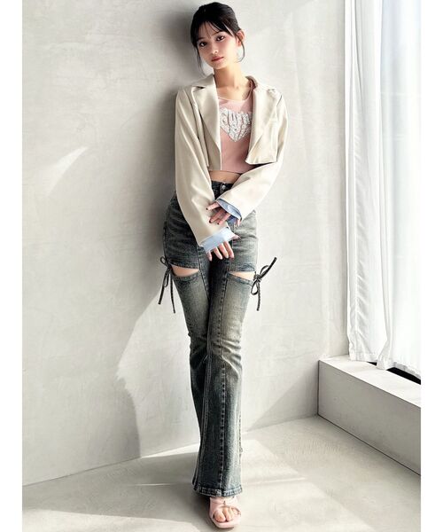 RESEXXY（リゼクシー）の「レイヤードクロップドジャケット（その他アウター・レディース・ネイビー/アイボリー/チャコールグレー・FREE）」の17枚目の写真