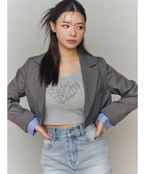 RESEXXY（リゼクシー）の「レイヤードクロップドジャケット（その他アウター・レディース・ネイビー/アイボリー/チャコールグレー・FREE）」の19枚目の写真