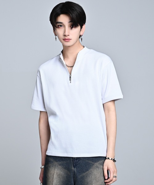 ADRER(アドラー)の「Half-Zip Compact Rib Tee / Absorbent Quick Dry / ハーフジップ コンパクトリブT(吸水速乾)(Tシャツ/カットソー・メンズ・ブラック/ホワイト・L/M/S/XS)」の2枚目の写真