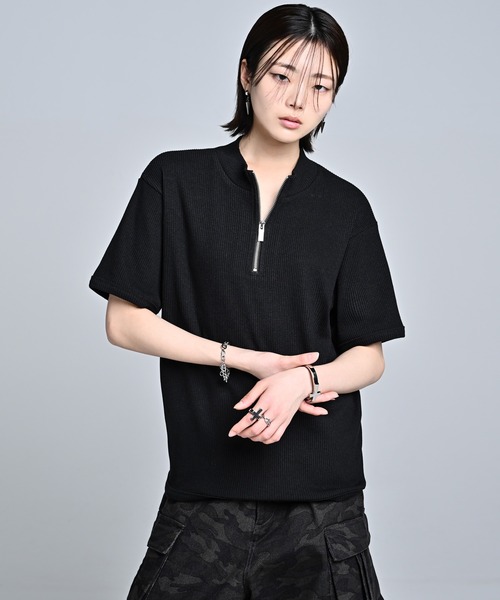 ADRER(アドラー)の「Half-Zip Compact Rib Tee / Absorbent Quick Dry / ハーフジップ コンパクトリブT(吸水速乾)(Tシャツ/カットソー・メンズ・ブラック/ホワイト・L/M/S/XS)」の5枚目の写真
