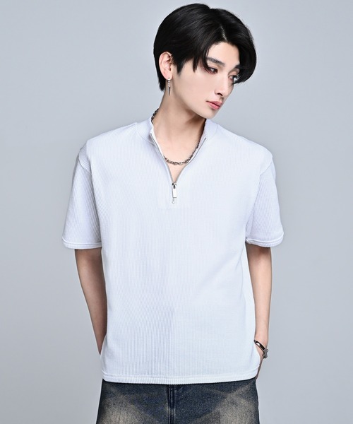 ADRER(アドラー)の「Half-Zip Compact Rib Tee / Absorbent Quick Dry / ハーフジップ コンパクトリブT(吸水速乾)(Tシャツ/カットソー・メンズ・ブラック/ホワイト・L/M/S/XS)」の10枚目の写真