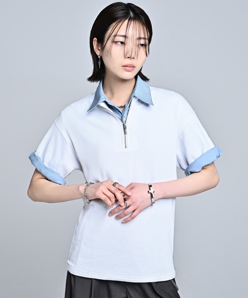 ADRER(アドラー)の「Half-Zip Compact Rib Tee / Absorbent Quick Dry / ハーフジップ コンパクトリブT(吸水速乾)(Tシャツ/カットソー・メンズ・ブラック/ホワイト・L/M/S/XS)」の14枚目の写真