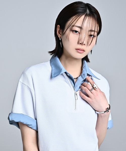 ADRER(アドラー)の「Half-Zip Compact Rib Tee / Absorbent Quick Dry / ハーフジップ コンパクトリブT(吸水速乾)(Tシャツ/カットソー・メンズ・ブラック/ホワイト・L/M/S/XS)」の13枚目の写真