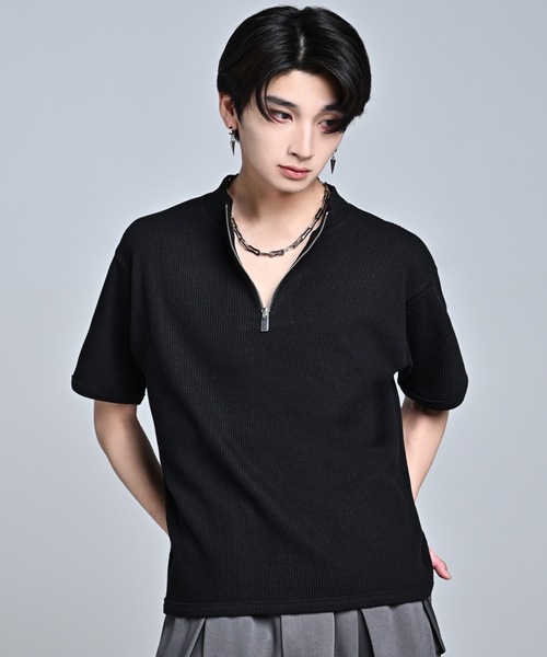 ADRER(アドラー)の「Half-Zip Compact Rib Tee / Absorbent Quick Dry / ハーフジップ コンパクトリブT(吸水速乾)(Tシャツ/カットソー・メンズ・ブラック/ホワイト・L/M/S/XS)」の3枚目の写真