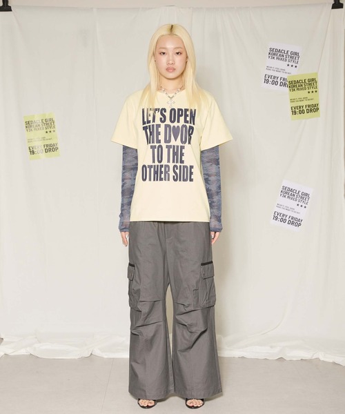sedacle girl(セダクルガール)の「ラメメイサイシアーロンT(Tシャツ/カットソー・レディース・チャコールグレー/ネイビー・SMALL/MEDIUM)」の3枚目の写真