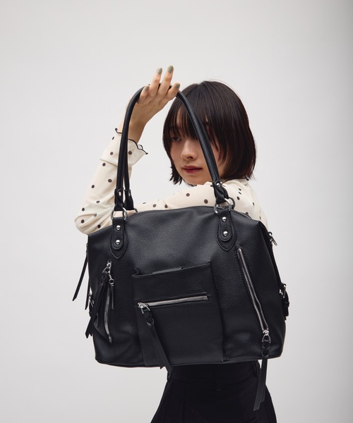 TONER(トナー)の「ダブルファスナーデザインショルダーバッグ/ロゴプレート付き(ショルダーバッグ・レディース・ブラック/ダークブラウン/オフホワイト・FREE)」の15枚目の写真