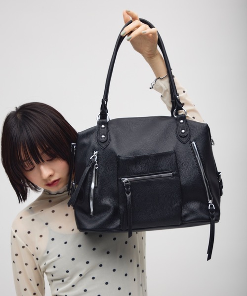 TONER(トナー)の「ダブルファスナーデザインショルダーバッグ/ロゴプレート付き(ショルダーバッグ・レディース・ブラック/ダークブラウン/オフホワイト・FREE)」の17枚目の写真