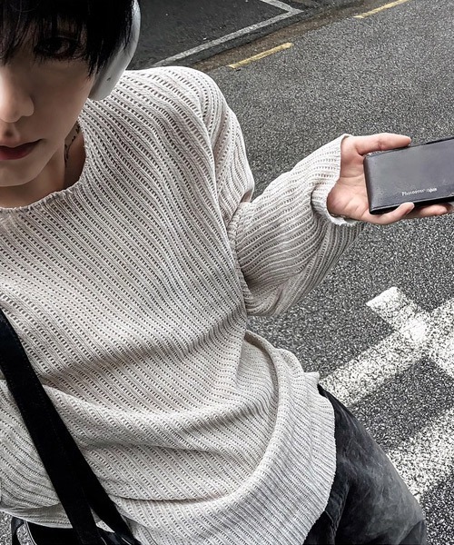 Ressaca(レサーカ)の「オーバーサイズリブロンT(Tシャツ/カットソー・メンズ・アイボリー/グレー・L/M)」の6枚目の写真