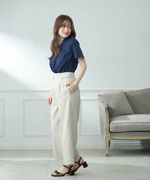 TRUDEA(トルディア)の「マリンボタンセミワイドパンツ(その他パンツ・レディース・チャコールグレー/ベージュ/ネイビー/アイボリー・SMALL/MEDIUM/LARGE)」の3枚目の写真