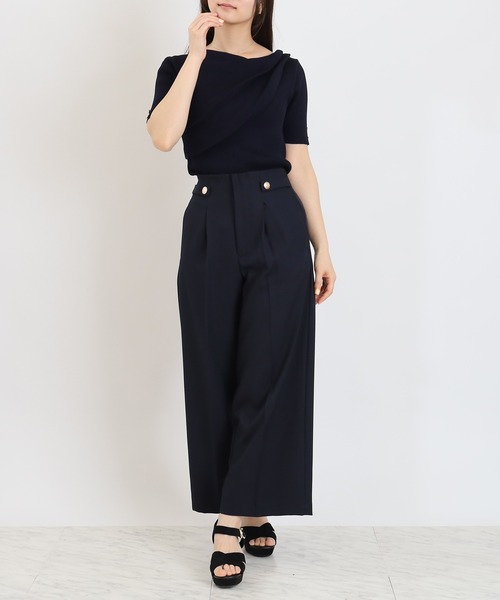 TRUDEA(トルディア)の「マリンボタンセミワイドパンツ(その他パンツ・レディース・チャコールグレー/ベージュ/ネイビー/アイボリー・SMALL/MEDIUM/LARGE)」の5枚目の写真
