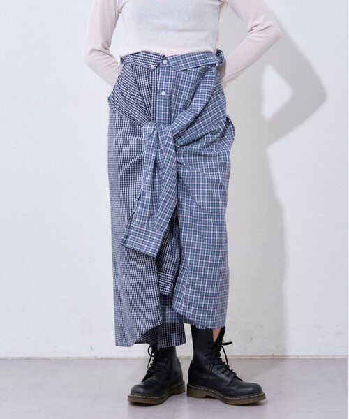 etsinta（エシンタ）の「【etsinta】2wayシャツスカート（スカート・レディース・ブラウン/ネイビー・ONE SIZE）」の2枚目の写真