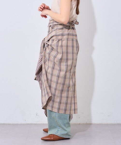 etsinta（エシンタ）の「【etsinta】2wayシャツスカート（スカート・レディース・ブラウン/ネイビー・ONE SIZE）」の5枚目の写真
