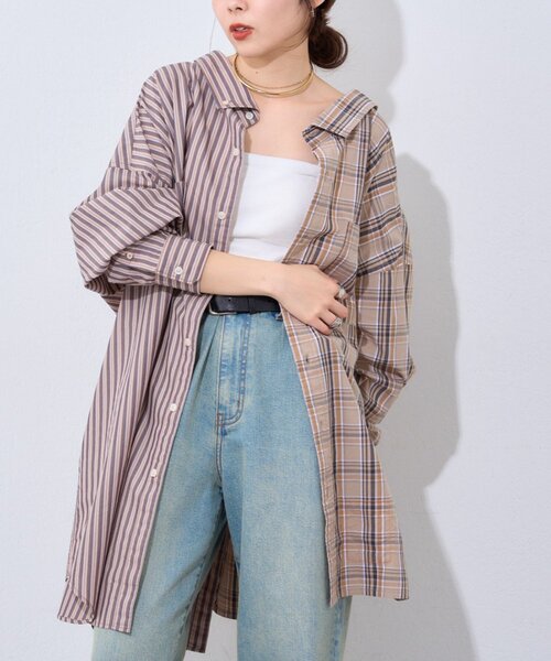 etsinta（エシンタ）の「【etsinta】2wayシャツスカート（スカート・レディース・ブラウン/ネイビー・ONE SIZE）」の7枚目の写真