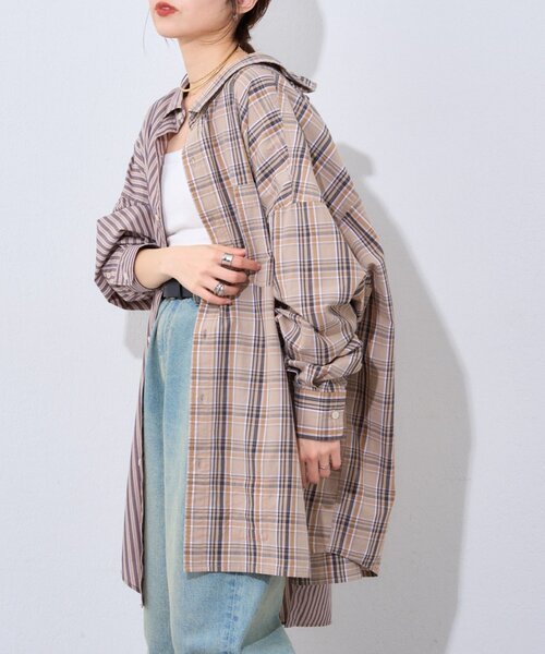 etsinta（エシンタ）の「【etsinta】2wayシャツスカート（スカート・レディース・ブラウン/ネイビー・ONE SIZE）」の9枚目の写真