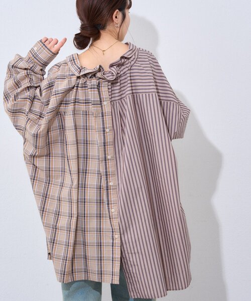 etsinta（エシンタ）の「【etsinta】2wayシャツスカート（スカート・レディース・ブラウン/ネイビー・ONE SIZE）」の14枚目の写真