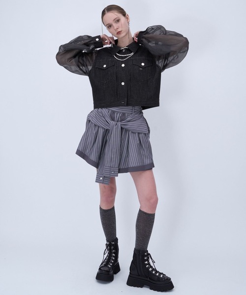 HARE（ハレ）の「シアーキリカエデニムブルゾン(HARE)（ブルゾン・レディース・ブラック/ブルー・FREE）」の3枚目の写真