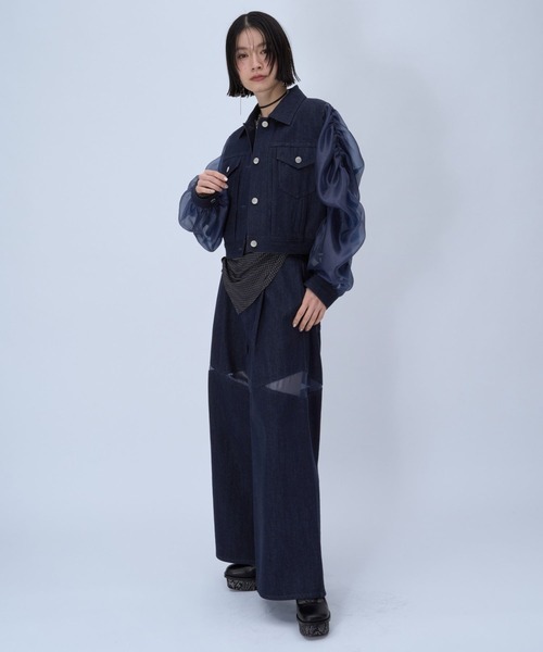 HARE（ハレ）の「シアーキリカエデニムブルゾン(HARE)（ブルゾン・レディース・ブラック/ブルー・FREE）」の5枚目の写真