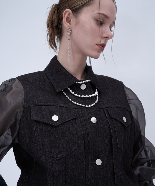 HARE（ハレ）の「シアーキリカエデニムブルゾン(HARE)（ブルゾン・レディース・ブラック/ブルー・FREE）」の9枚目の写真