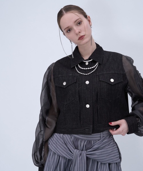 HARE（ハレ）の「シアーキリカエデニムブルゾン(HARE)（ブルゾン・レディース・ブラック/ブルー・FREE）」の10枚目の写真