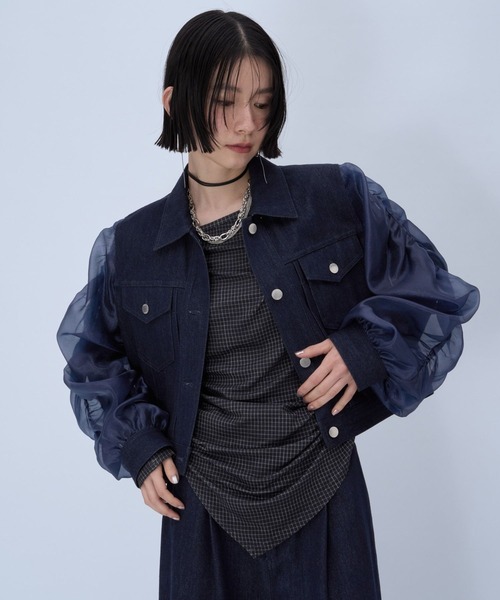 HARE（ハレ）の「シアーキリカエデニムブルゾン(HARE)（ブルゾン・レディース・ブラック/ブルー・FREE）」の13枚目の写真