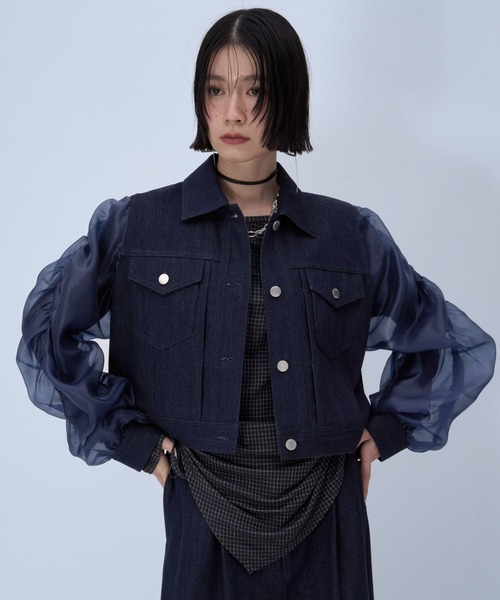 HARE（ハレ）の「シアーキリカエデニムブルゾン(HARE)（ブルゾン・レディース・ブラック/ブルー・FREE）」の14枚目の写真