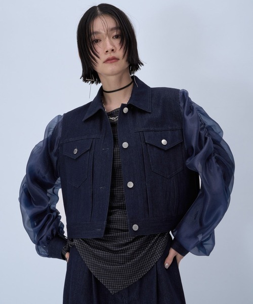 HARE（ハレ）の「シアーキリカエデニムブルゾン(HARE)（ブルゾン・レディース・ブラック/ブルー・FREE）」の12枚目の写真