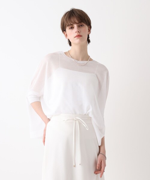 allureville（アルアバイル）の「シャイニーシアープルオーバー（ニット/セーター・レディース・ライトグレー/ブルー/オフホワイト・2）」の2枚目の写真