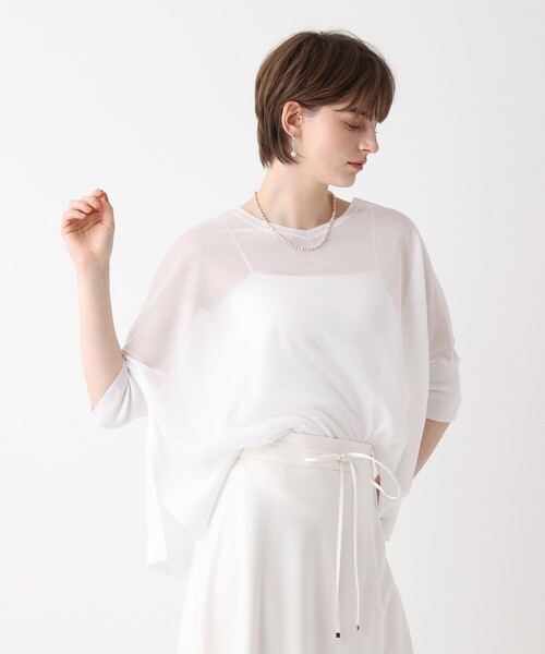 allureville（アルアバイル）の「シャイニーシアープルオーバー（ニット/セーター・レディース・ライトグレー/ブルー/オフホワイト・2）」の4枚目の写真