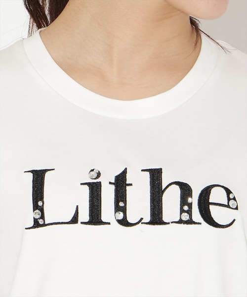 WILLSELECTION（ウィルセレクション）の「ビジュー付き刺繍ロゴTシャツ（Tシャツ/カットソー・レディース・ホワイト×ブラック/ホワイト×ピンク/サックスブルー/ブラック・FREE）」の7枚目の写真