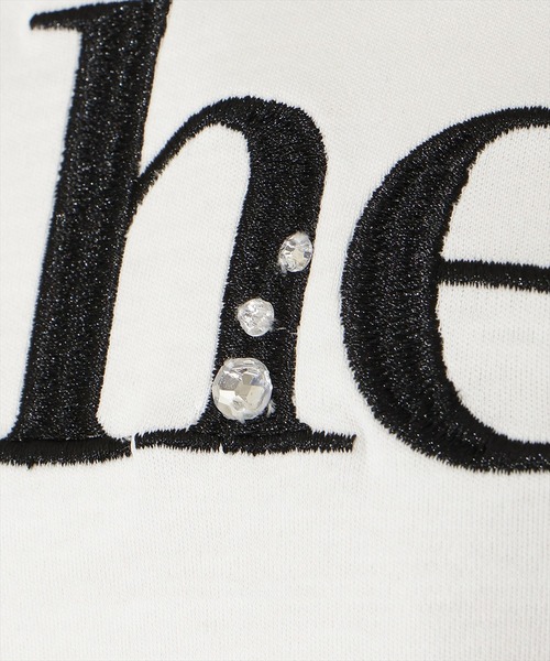 WILLSELECTION（ウィルセレクション）の「ビジュー付き刺繍ロゴTシャツ（Tシャツ/カットソー・レディース・ホワイト×ブラック/ホワイト×ピンク/サックスブルー/ブラック・FREE）」の10枚目の写真