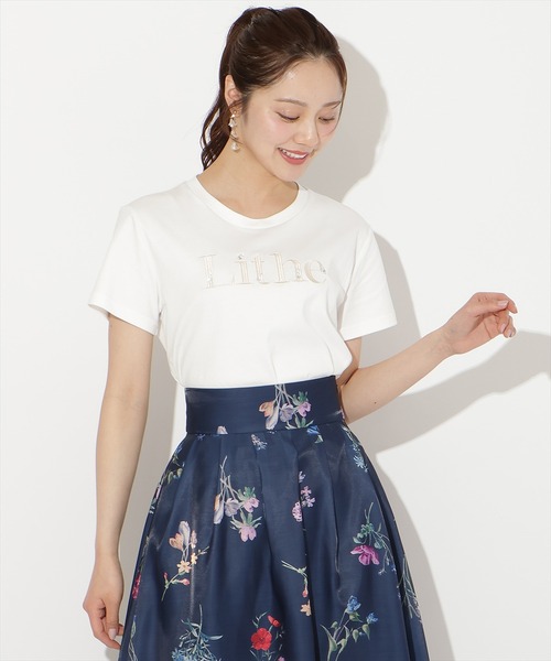 WILLSELECTION（ウィルセレクション）の「ビジュー付き刺繍ロゴTシャツ（Tシャツ/カットソー・レディース・ホワイト×ブラック/ホワイト×ピンク/サックスブルー/ブラック・FREE）」の12枚目の写真