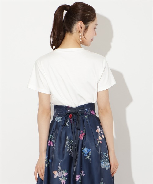 WILLSELECTION（ウィルセレクション）の「ビジュー付き刺繍ロゴTシャツ（Tシャツ/カットソー・レディース・ホワイト×ブラック/ホワイト×ピンク/サックスブルー/ブラック・FREE）」の14枚目の写真