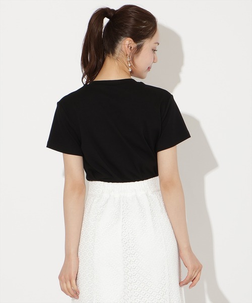 WILLSELECTION（ウィルセレクション）の「ビジュー付き刺繍ロゴTシャツ（Tシャツ/カットソー・レディース・ホワイト×ブラック/ホワイト×ピンク/サックスブルー/ブラック・FREE）」の21枚目の写真