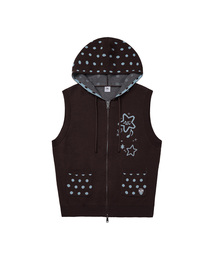 VENHIT（ベンヒット）の「MILKY WAY ニットベストフードジップアップ_ブラウン（ベスト）」